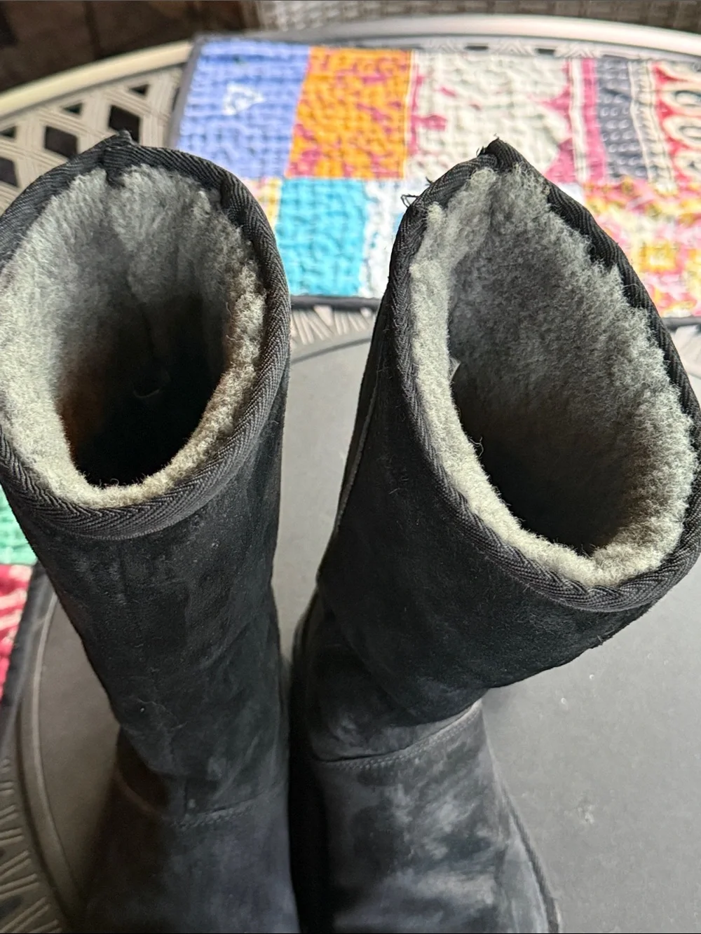 UGG Knightsbridge Black Suede Back-Zip Women's tall shearling Boots